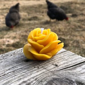 Kleine Rosenkerze aus Bio Bienenwachs