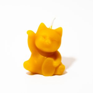 Maneki-neko Katzenkerze aus Bio Bienenwachs